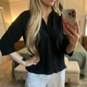 Elegant Masscob Black Wool Women's Blouse